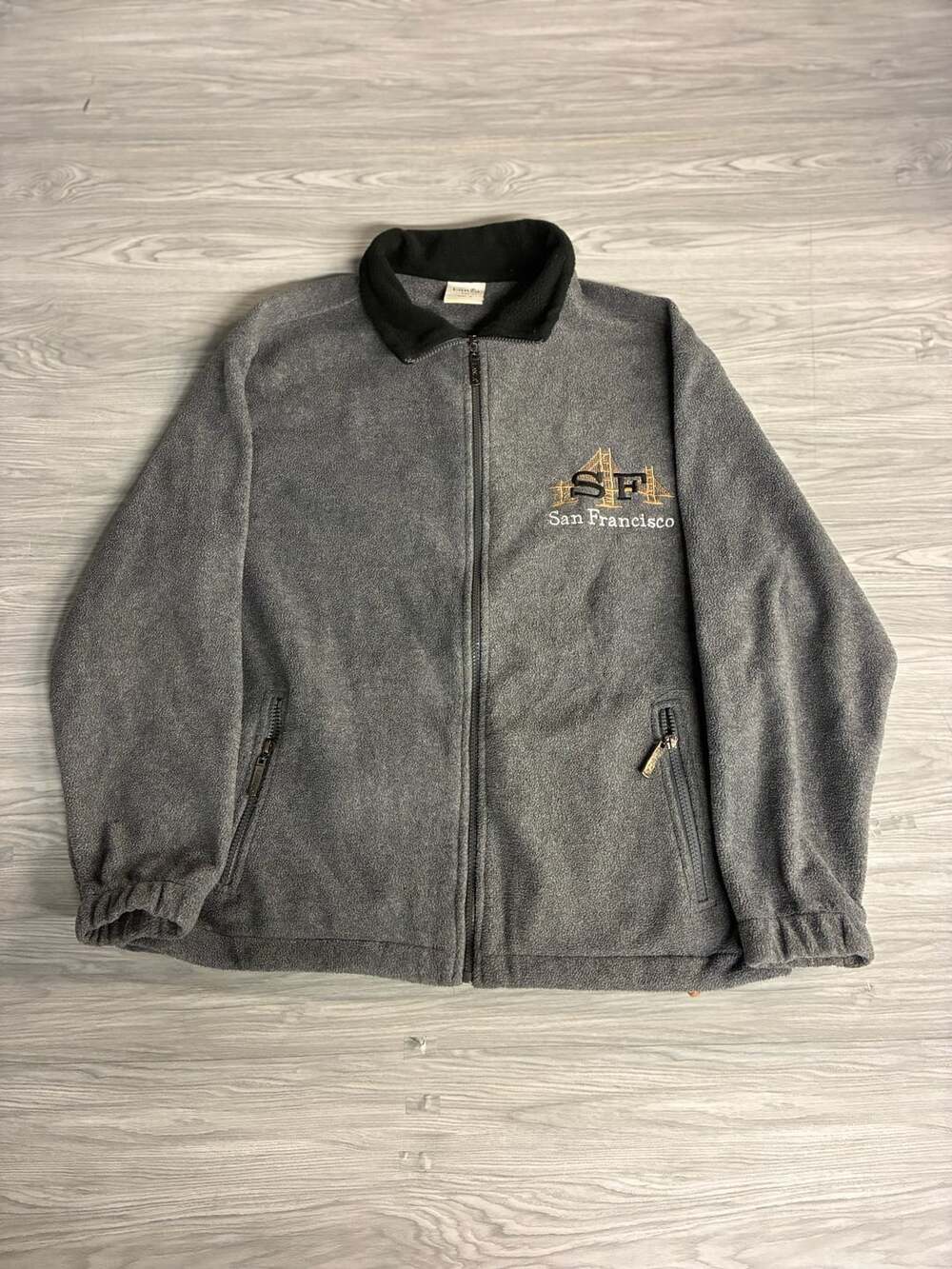 Lanza San Francisco Fleece Jacket Size M Gray Embroidered Full Zip